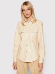 Pinko Koszula Ciambella 2 1G16EB 7866 Beżowy Regular Fit. Brązowe koszule Pinko, bez wzorów, ze skóry, bez kołnierzyka, bez ramiączek. Za 679.99 zł.