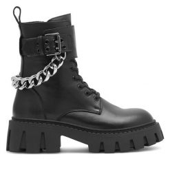 Botki Eva Minge. Czarne botki Eva Minge, bez wzorów, bez obcasa, na słupku, bez zapięcia. Za 454.99 zł.
