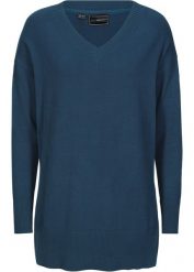 Długi sweter. Niebieskie swetry bonprix, bez wzorów, bez ramiączek. Za 124.99 zł.