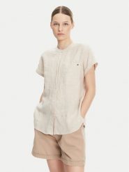 Tommy Hilfiger Koszula WW0WW44715 Beżowy Regular Fit. Brązowe koszule Tommy Hilfiger, bez wzorów, ze lnu, bez kołnierzyka, bez ramiączek. Za 309.99 zł.