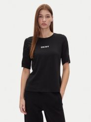 DKNY T-Shirt P4JHBRJQ Czarny Regular Fit. Czarne t-shirty DKNY, m, bez wzorów, bez kołnierzyka, bez ramiączek. Za 189.99 zł.