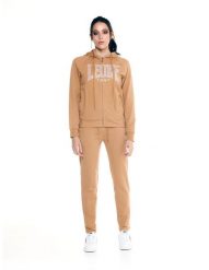 Damski dres z kapturem w kolorach ziemi. Brązowe kombinezony LEONE 1947 APPAREL, l, bez wzorów, z bawełny, sportowe, bez kołnierzyka, bez ramiączek. Za 168.36 zł.