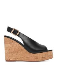 Badura Sandały C-ALANA-25-3-10YY Czarny. Czarne sandały Badura, bez wzorów, ze skóry, bez obcasa, na koturnie, bez zapięcia. Za 229.99 zł.