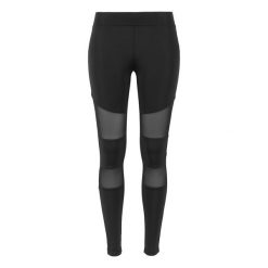 Legginsy Damskie Tkanina Techniczna Siatkowe. Czarne legginsy Urban Classics, bez wzorów, z tkaniny, sportowe. Za 97.99 zł.