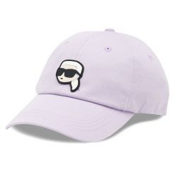 Czapka z daszkiem KARL LAGERFELD. Fioletowe czapki z daszkiem KARL LAGERFELD, bez wzorów. Za 169.99 zł.