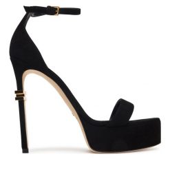 Sandały Elisabetta Franchi. Czarne sandały Elisabetta Franchi, bez wzorów, bez obcasa, na szpilce, bez zapięcia. Za 2,289.00 zł.