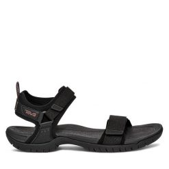 Sandały Teva. Czarne sandały Teva, bez wzorów, sportowe, bez obcasa, bez zapięcia. Za 379.99 zł.
