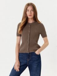 Tommy Hilfiger Kardigan WW0WW45707 Brązowy Slim Fit. Brązowe swetry Tommy Hilfiger, m, bez wzorów, z bawełny, bez ramiączek. Za 389.99 zł.
