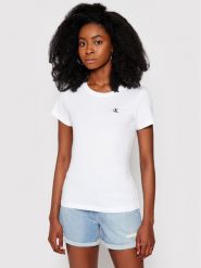 Calvin Klein Jeans T-Shirt J20J212883 Biały Slim Fit. Białe t-shirty Calvin Klein Jeans, xxl, bez wzorów, z bawełny, bez kołnierzyka, bez ramiączek. Za 109.99 zł.