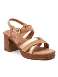 Sixth Sens Sandały w kolorze złoto-jasnobrązowym na obcasie rozmiar: 36. Brązowe sandały Sixth Sens, bez wzorów, z otwartym noskiem, bez obcasa, na koturnie, bez zapięcia. Za 113.99 zł.