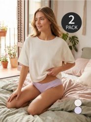 Bawełniane figi z koronkowym wykończeniem 2 pack - wielobarwny. Figi Sinsay, bez wzorów, z bawełny. Za 11.99 zł.