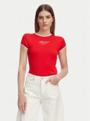 Tommy Hilfiger T-Shirt WW0WW49245 Czerwony Slim Fit. Czerwone t-shirty Tommy Hilfiger, xs, bez wzorów, z bawełny, bez kołnierzyka, bez ramiączek. Za 209.99 zł.