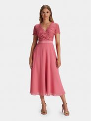 Swing Sukienka koktajlowa 5AG11100 Różowy Regular Fit. Czerwone sukienki Swing, bez wzorów, z syntetyku, wizytowe, bez kołnierzyka, bez ramiączek. Za 499.99 zł.