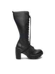 NEW ROCK Kozaki M-TRCASCO009-V1 Czarny. Czarne kozaki NEW ROCK, bez wzorów, ze skóry, rockowe, bez obcasa, na słupku, bez zapięcia. Za 1,159.00 zł.