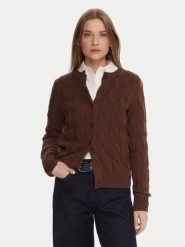 Tommy Hilfiger Kardigan WW0WW47463 Brązowy Regular Fit. Brązowe swetry Tommy Hilfiger, s, bez wzorów, z wełny, bez ramiączek. Za 599.99 zł.