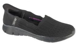 Buty sportowe Sneakersy damskie, Slip-ins: Seager - Believe It. Czarne buty treningowe Skechers, bez wzorów, z materiału, przed kostkę, bez zapięcia, trekkingowe. Za 329.99 zł.