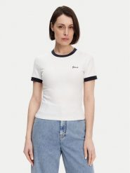 Guess T-Shirt V5GP08 KCRN2 Biały Regular Fit. Białe t-shirty Guess, m, z aplikacjami, z bawełny, bez kołnierzyka, bez ramiączek. Za 169.99 zł.
