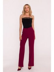 Stylove Spodnie w kolorze bordowym rozmiar: L. Czerwone spodnie materiałowe Stylove, bez wzorów, z materiału, z podwyższonym stanem. Za 285.49 zł.