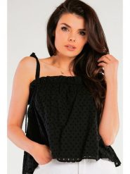 Awama Top w kolorze czarnym rozmiar: S/M. Czarne topy Awama, m, bez wzorów, z bawełny, bez kołnierzyka, bez ramiączek. Za 107.99 zł.