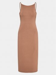 Gina Tricot Sukienka dzianinowa 16409 Brązowy Slim Fit. Brązowe sukienki Gina Tricot, l, bez wzorów, z dzianiny, bez kołnierzyka, bez ramiączek. Za 149.99 zł.