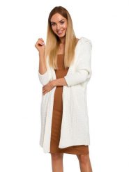 Made of emotion Kardigan w kolorze kremowym rozmiar: onesize. Brązowe swetry Made Of Emotion, bez wzorów, ze splotem, bez ramiączek. Za 198.95 zł.