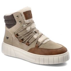 Beżowe Botki Mustang Modne Ocieplane Buty Damskie. Brązowe botki Mustang, bez wzorów, z futra, bez obcasa, na platformie, bez zapięcia. Za 279.00 zł.