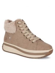 Rieker Revolution Lifestyle Botki W0961-20 Beżowy. Brązowe botki Rieker Revolution Lifestyle, bez wzorów, bez obcasa, na płaskiej podeszwie, bez zapięcia. Za 499.99 zł.