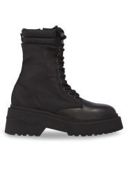 Tommy Jeans Botki Tjw Lace Up Padded Boot EN0EN02405 Czarny. Czarne botki Tommy Jeans, bez wzorów, z jeansu, bez obcasa, na słupku, bez zapięcia. Za 399.99 zł.