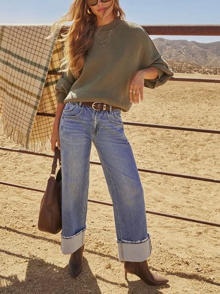 LA Angels Sweter w kolorze khaki rozmiar: M. Brązowe swetry LA Angels, m, bez wzorów, bez ramiączek. Za 209.33 zł.