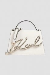 KARL LAGERFELD Biała mała skórzana torebka K/Signature 2.0. Białe kopertówki KARL LAGERFELD, bez wzorów, ze skóry, eleganckie, małe, bez dodatków. W wyprzedaży za 1,069.99 zł.