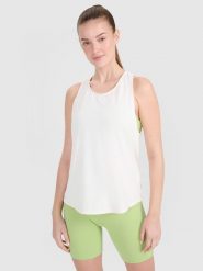 4F Top treningowy oversize szybkoschnący damski - biały XL. Białe topy 4f, xl, bez wzorów, bez kołnierzyka, bez ramiączek. W wyprzedaży za 79.99 zł.