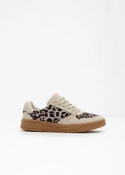 Sneakersy ze wzorem w panterkę. Brązowe buty sportowe lifestyle bonprix, bez wzorów, sportowe, bez zapięcia. Za 147.99 zł.