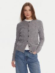 Tommy Hilfiger Kardigan WW0WW47463 Szary Regular Fit. Szare swetry Tommy Hilfiger, s, bez wzorów, z wełny, bez ramiączek. Za 599.99 zł.