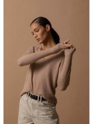 Perfect Cashmere Kaszmirowy sweter "Shannon" w kolorze beżowym rozmiar: L. Brązowe swetry Perfect Cashmere, l, bez wzorów, z kaszmiru, bez ramiączek. Za 309.65 zł.