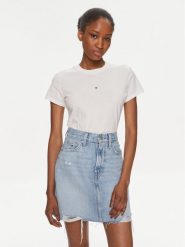 Tommy Jeans T-Shirt Tonal Linear DW0DW17827 Biały Slim Fit. Białe t-shirty Tommy Jeans, xxs, bez wzorów, z bawełny, bez kołnierzyka, bez ramiączek. Za 169.99 zł.