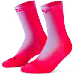 Damskie skarpety kompresyjne do połowy łydki do biegania różowe granatowe CEP. Czerwone skarpetki CEP, bez wzorów, z elastanu. Za 114.00 zł.
