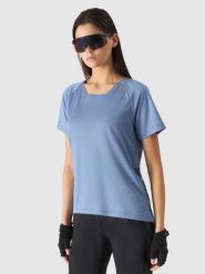 4F Koszulka rowerowa damska - niebieska L. Niebieskie t-shirty sportowe 4f, l, bez wzorów, z dzianiny, bez ramiączek, rowerowe. W wyprzedaży za 59.99 zł.