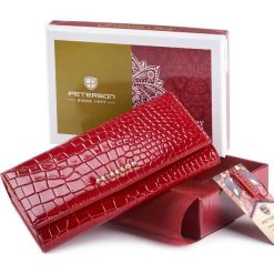 Skórzany portfel croco Peterson czerwony PTN CR-411-RED. Czerwone portfele Peterson, bez wzorów, ze skóry. Za 159.99 zł.