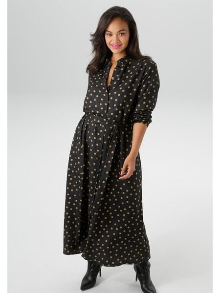 Aniston Sukienka w kolorze czarno-jasnobrązowym rozmiar: 48. Czarne sukienki Aniston, bez wzorów, z tkaniny, bez kołnierzyka, bez ramiączek, maxi. Za 87.61 zł.