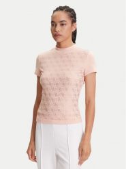 Guess T-Shirt W4BI26 J1314 Różowy Regular Fit. Czerwone t-shirty Guess, s, z aplikacjami, z bawełny, bez kołnierzyka, bez ramiączek. Za 139.99 zł.