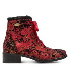 Botki Laura Vita. Czerwone botki LAURA VITA, bez wzorów, bez obcasa, na płaskiej podeszwie, bez zapięcia. Za 349.99 zł.