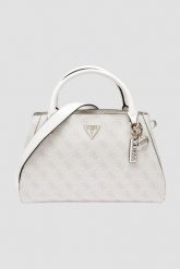 GUESS Biała logowana torebka damska Noelle II. Białe torebki klasyczne Guess, z aplikacjami, ze skóry, eleganckie, na ramię, bez dodatków. W wyprzedaży za 529.99 zł.