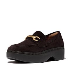 Damskie mokasyny FitFlop F-Luma. Brązowe mokasyny FIT FLOP, bez wzorów, ze skóry. Za 754.50 zł.
