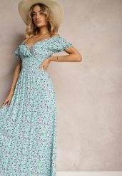 Niebieska Wiskozowa Sukienka w Kwiaty z Trójkątnym Dekoltem i Gumką w Talii Lasteri. Niebieskie sukienki Renee, na co dzień, l, bez wzorów, z wiskozy, eleganckie, bez kołnierzyka, bez ramiączek, maxi, proste. W wyprzedaży za 55.99 zł.