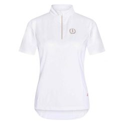 Koszulka damska Imperial Riding Tech Top Irhspeedy. Białe topy sportowe IMPERIAL RIDING, bez wzorów, do jazdy konnej. Za 231.50 zł.