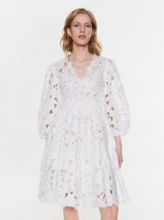 Red Valentino Sukienka codzienna 2R3VA22Y6QA Biały Regular Fit. Białe sukienki Red Valentino, na co dzień, bez wzorów, z syntetyku, bez kołnierzyka, bez ramiączek, proste. Za 5,289.00 zł.