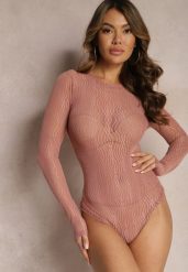Różowe Body z Siateczki Zdobione Połyskującymi Paskami Livanna. Czerwone body i gorsety Renee, z aplikacjami, bez ramiączek. W wyprzedaży za 67.99 zł.