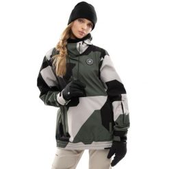 Kurtka snowboardowa damska W1-W Snowy. Brązowe kurtki przejściowe sportowe SIROKO, na zimę, bez wzorów, z softshellu, bez kaptura, narciarskie. W wyprzedaży za 336.00 zł.