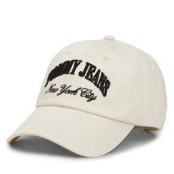 Czapka z daszkiem Tommy Jeans. Brązowe czapki z daszkiem Tommy Jeans, bez wzorów, z jeansu. Za 99.99 zł.