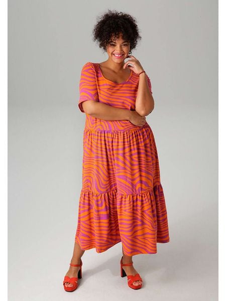 Aniston Sukienka w kolorze fioletowo-pomarańczowym rozmiar: 48. Pomarańczowe sukienki Aniston, bez wzorów, bez kołnierzyka, bez ramiączek, maxi. Za 57.20 zł.